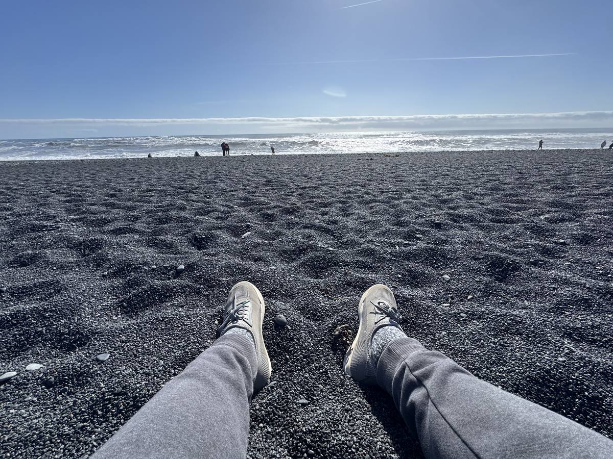 Black volcanic sand and Atlantic surf typical of Iceland's South Coast beaches